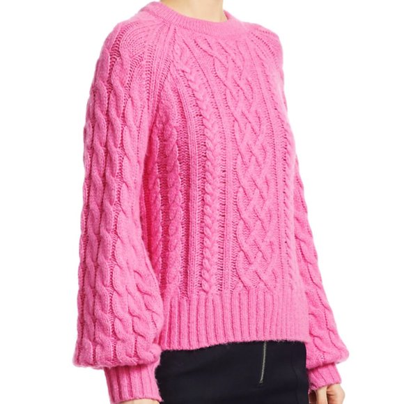 A.L.C. Cable Knit Bubblegum Pink Sweater - Picture 2 of 9